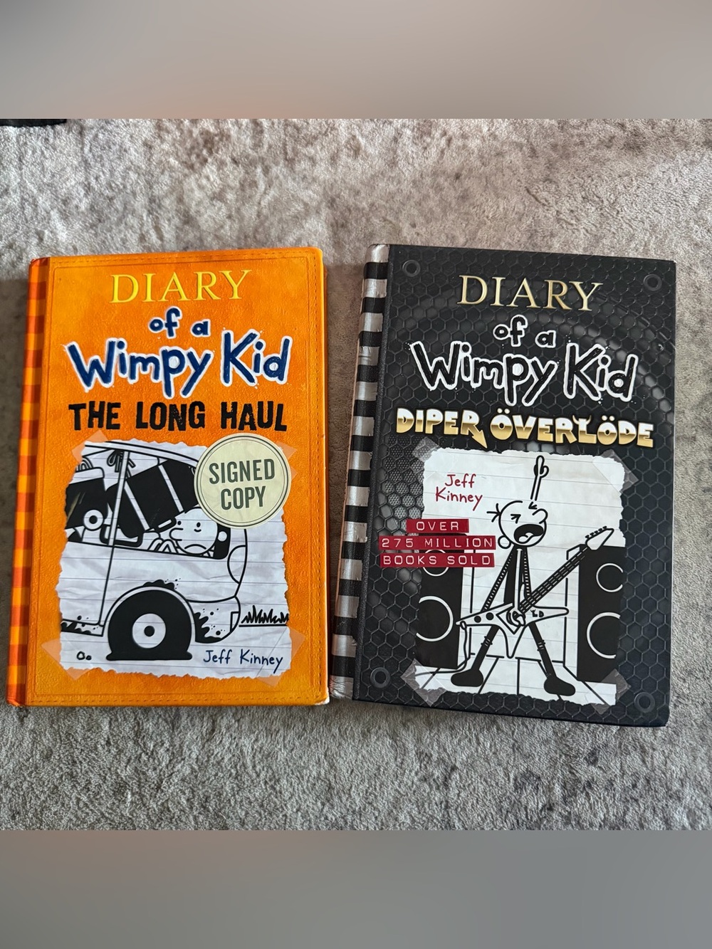 Diary of a Wimpy Kid Hardcover Book Lot The Long Haul Signed Copy Diper Overlode